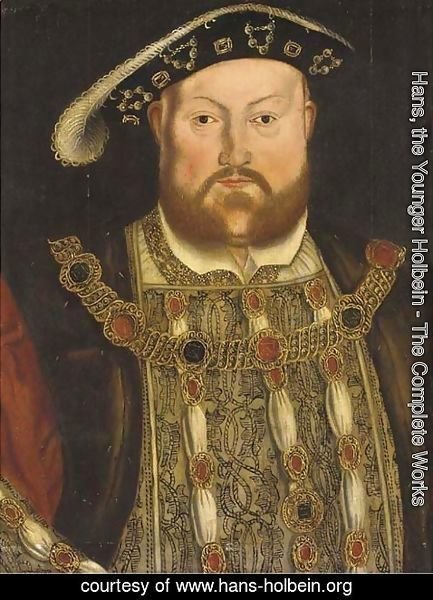 Hans, the Younger Holbein - Portrait of Henry VIII (1491-1547), half-length, with a jewelled tunic and chain 2