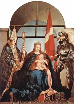 Hans, the Younger Holbein - Gerster-altar scene Enthroned Madonna, left St. Nicholas of Myra, on the right St. Ursus