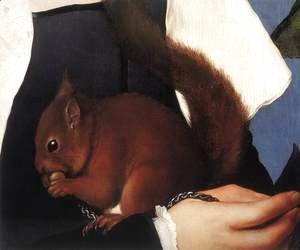 Hans, the Younger Holbein - Portrait of a Lady with a Squirrel and a Starling (detail) 1527-28