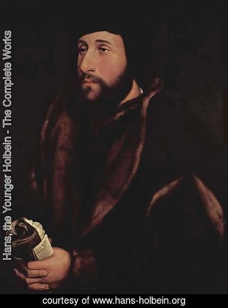Hans, the Younger Holbein - Portrait of a Man Holding Gloves and Letter c. 1540