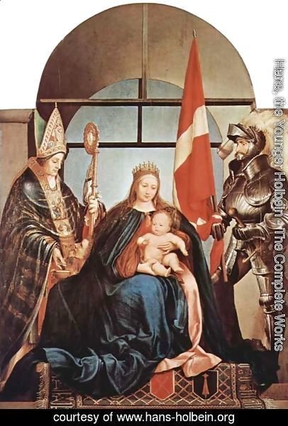 Hans, the Younger Holbein - Gerster-altar scene Enthroned Madonna, left St. Nicholas of Myra, on the right St. Ursus