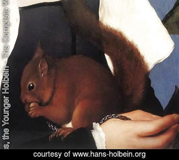Hans, the Younger Holbein - Portrait of a Lady with a Squirrel and a Starling (detail) 1527-28